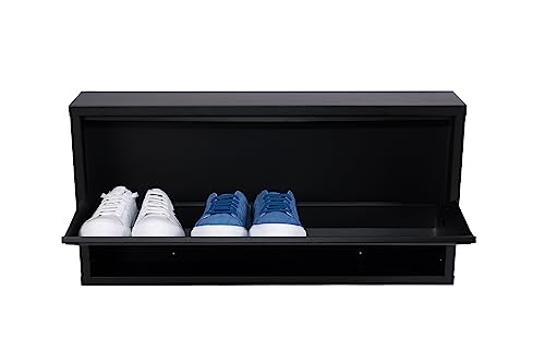 G. Design | Scarpiera Salvaspazio Slim, Portascarpe a Ribalta 1 Anta in Metallo Colore Nero, Interni/Esterni, Già Montata e Facile da Pulire 75 x 12.5 x 37.5 Cm