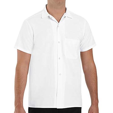 Chef Designs Mens Cook Work Utility Button Down Shirt, White, X-Large US Cover