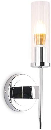 Vintage Silver Wall Sconce Lamp Lighting up Living Room Industrial Bedroom Bedside Wall Lights Indoor Aisle E26 Edison Bulb Round Transparent Glass Wall Lighting Fixtures