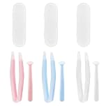 Desenda 3 PCS Contact Lens Applicator Kit, Portable Contact Lens Remover and Inserter Tool with Tweezers Suction Stick Storage Case (Pink, White, Blue)