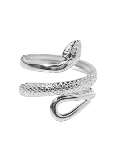 Positiva Jewelry Schlangenring aus Edelstahl für Damen | Symbol für Erneuerung & Kraft | Wasserfest und Größenverstellbar | Kein Abfärben und Anlaufen | Inklusive eleganter Ringbox (Silber)