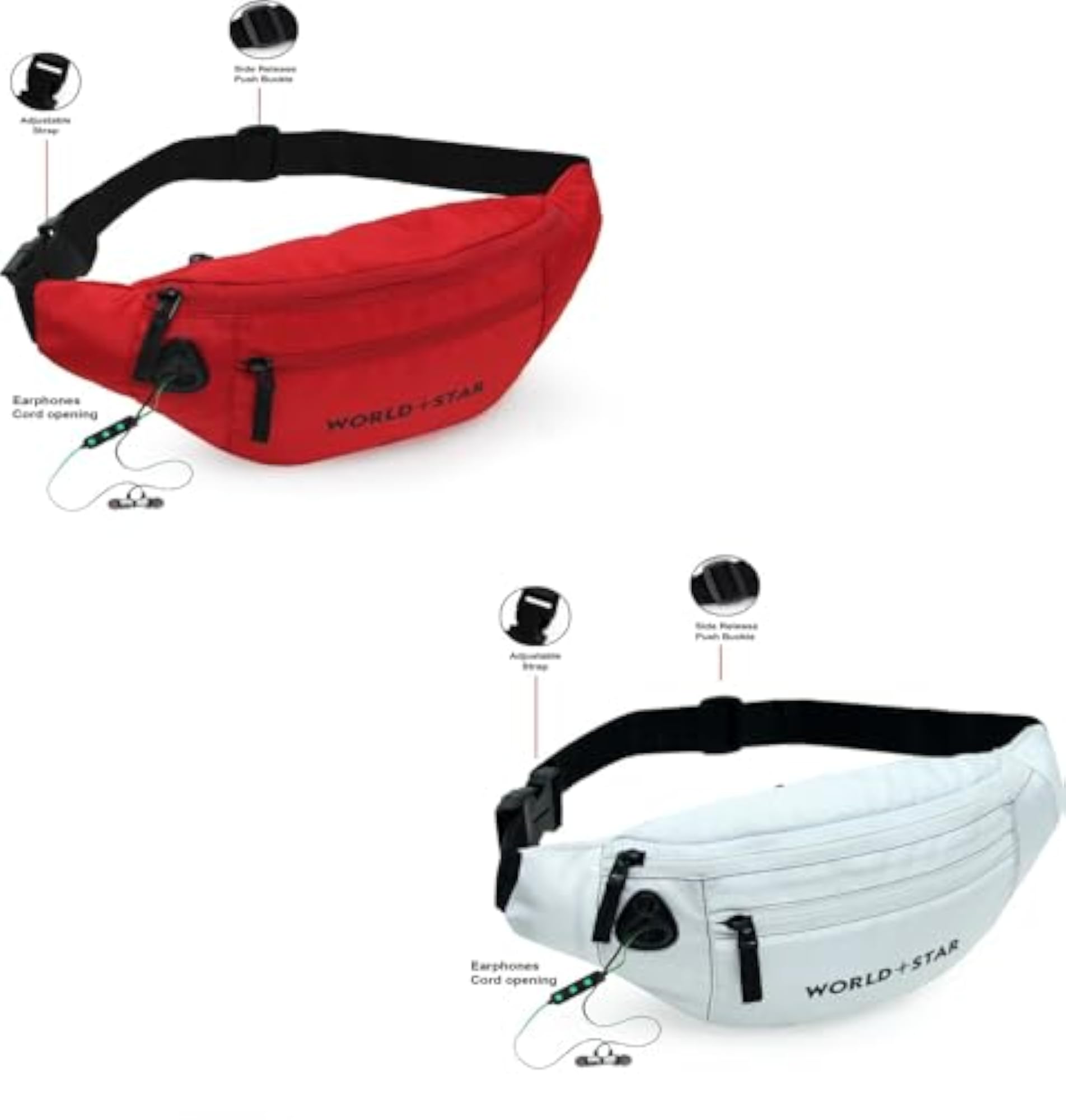 Polyester Waist Pack Travel Handy Hiking Zip Pouch