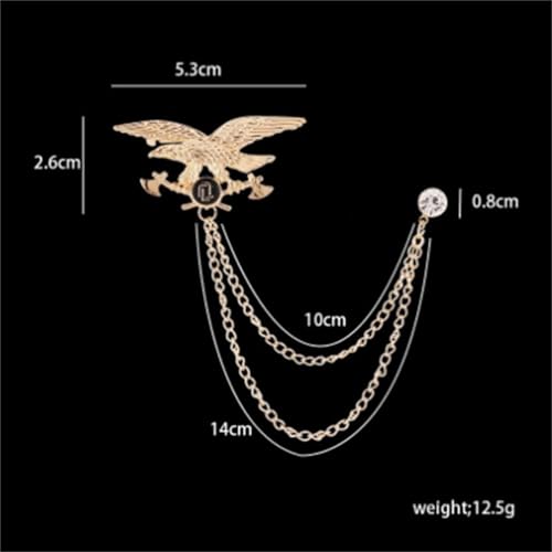 Image of 2PCS Crystal Hanging Chain Brooch Suit Pin for Men Women Vintage Crown Cross Star Diamond Broochs Gold and Silver Wedding Brooch for Clothes Dress Hats Bags Accessory