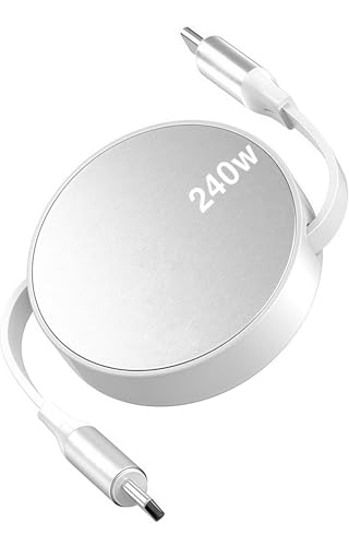 240W Retractable USB-C to USB-C Fast Charging Cable, Adjustable 5-Length, PD 3.1 Fast Charge & Data Transfer, Compatible with iPhone 15, Samsung, Xiaomi, Huawei, MacBook & Laptops (Silver) image 5