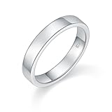 BORUO 925 Sterling Silver Ring High Polish Plain Dome Tarnish Resistant Comfort Fit Wedding Band 4mm Ring