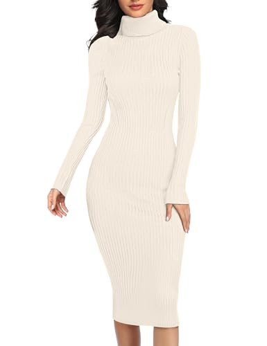 v28 Women Stretchable Knitted Long Sleeve Slim Fitted Ribbed Soft Sweater Dress
