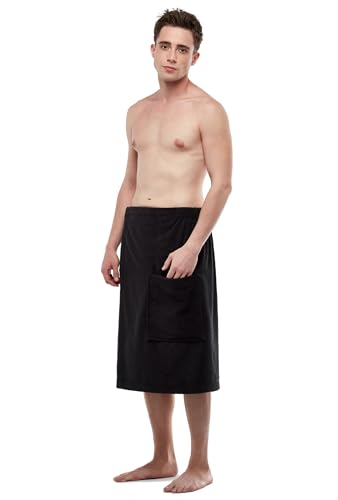 Mens Terry Cotton Bathrobe Towel, Men's Adjustable Closure Shower Wrap Robe2