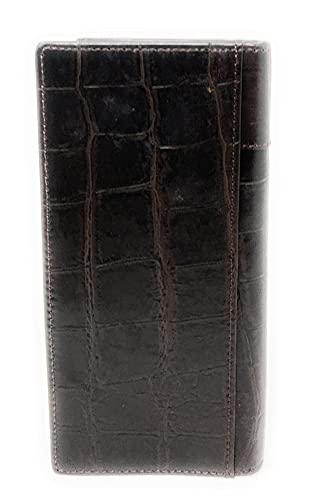 Western Men's Cow Fur Genuine Leather Crocodile Rooster Bifold Wallet in 2 Color (Brown)4
