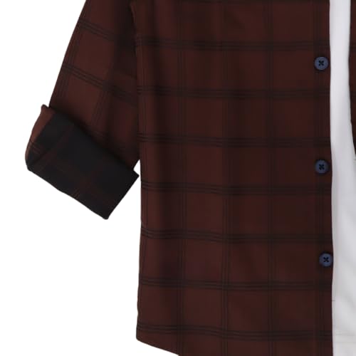 Image of Rocket Science Boy's Casual Regular-Fit Cotton Checked Long Sleeves Shirt.