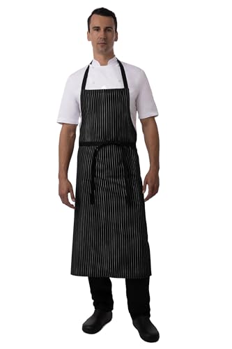 Bragard Unisex Travel Chef's Bib Apron, Pinstripe, One Size