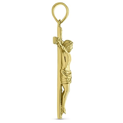 Detailed Crucifix Pendant for Men 14K Solid Gold - Made in the U.S.A.3