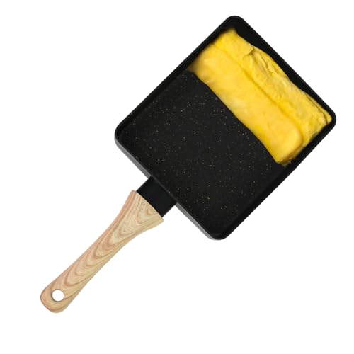 Foto von Artcome Japanische Omelette-Pfanne Tamagoyaki-Eierpfanne Rechteckig Mini-Bratpfanne mit Silikon-Spatel und Pinsel, schwarzer Platte(Schwarz)