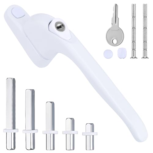 HuaJiao Universal Window Handle for UPVC Windows, Lockable Window Handles Multi-Spindle Ambidextrous Windows Handle for Indoor and Outdoor