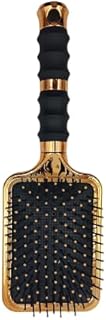Professional Paddle Hair Brush, Gold and Black, Detangling Wide-Tooth Styling Tool, Cushioned Base-M-10