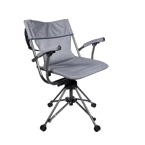 Zenithen Outdoor/Indoor Folding Portable Lawn 360 Swivel Chair with Armrests (Blue Grey) - Image 8