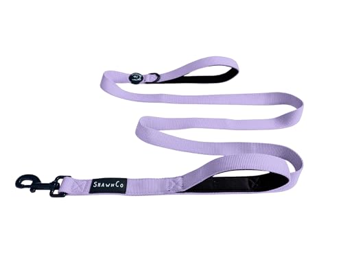 ShawnCo Dream Walk Dog Leash- Premium, Nylon Pet Leash with Soft Neoprene Handle for Small, Medium and Large Dogs (ICY Lilac, M/L 6FT w/ 2 Handles)