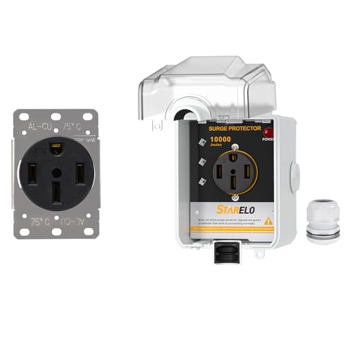 STARELO Flush Mounting Receptacle NEMA 14-50R&14-50R RV Power Outlet Box with Surge Protector.