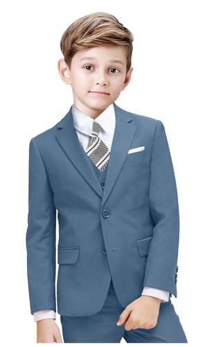 Image of Suit for Boy Formal Slim Fit Tuxedo 5 Pieces Kids Toddler Wedding Outfit Blazer Pants Vest Set Boys Suits