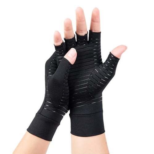 Gants Arthrose Sans Doigts Rheuma, Gants pour Arthrose Cuivre, Réchauffe des Joints de Doigt, Gants de Compression Cuivre, M