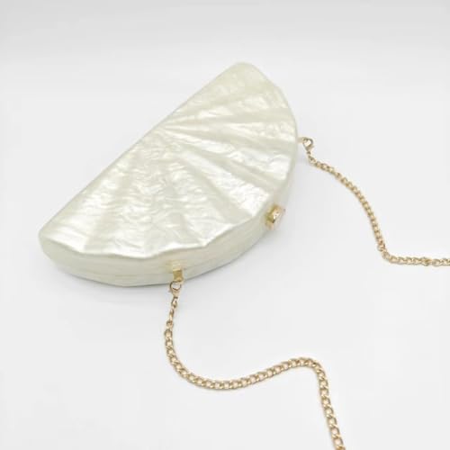 Image of Acrylic Shell Shaped Bag Luxury Marble Clutch Evening Purses for Women Glitter Handbag for Wedding Cocktail Party Prom