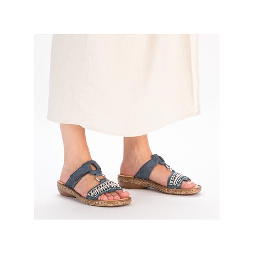 Rieker Morelia Womens Sequin Sandals 38 EU Blu Marino