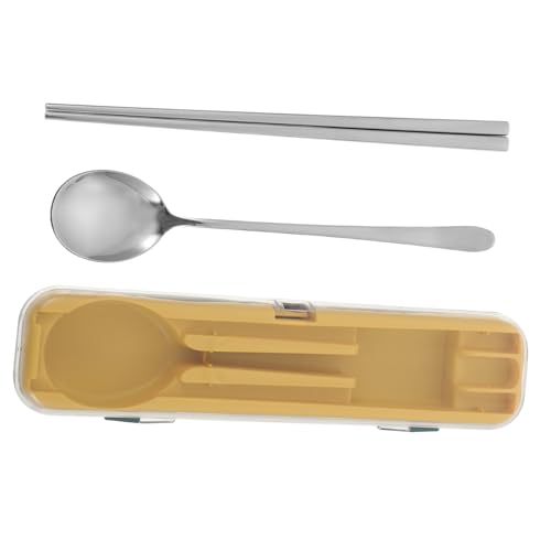 ledmomo ステンレス製携帯用カトラリー 軽量スプーンと箸 収納ケース付き ポータブル食器 お弁当やアウトドアに