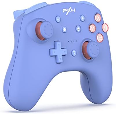 PXN 9607X Wireless Switch Pro Controller, USB Rechargeable Dual Shock Gamepad Joystick Support NFC for Switch/Lite/OLED & PC & IOS (Blue)