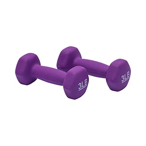 Amazon Basics Neoprene Coated Dumbbell Hand Weight Set, 3-Pound, Set of 2, Purple