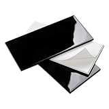 Adedeo Peel and Stick Glass Subway Tiles, 3 x 6 Inch, Black Glass Tiles for Backsplash, Kitchen Backsplash Wall, Pack of 40 Pieces, 5sq.ft