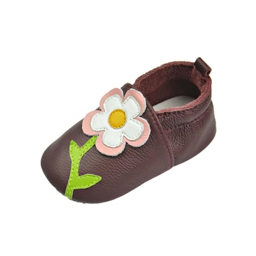 RNTOP Baby Leather Shoes Infant Girls Boys Non Slip Soft Shoes Toddler Soft Sole Christmas Shoes Slippers First Walking Shoes (Wine, 0-3 Months)