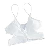 Traje de baño para mujer con patillas bikini top bandeau vendaje bikini push up brasileño trajes de baño playero tops camisetas para hombre, Blanco, L