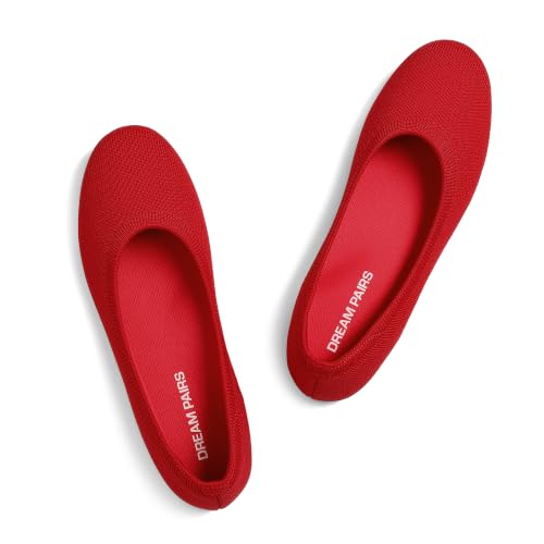 Image of DREAM PAIRS Women's Dress Knit Ballet Comfort Flats | Comfortable Round Toe Slip-On Flexible Portable Breathable Dress Office Flats for Daily Walking and Travel