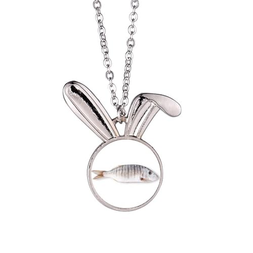 Collier lapin et poisson de l'océan en argent pour femme