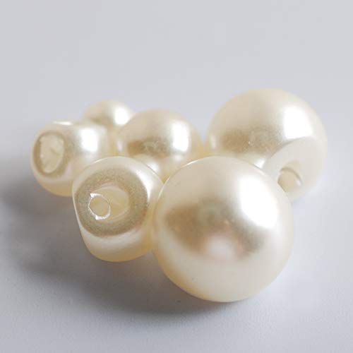 250Pcs 6 Size Sewing Buttons Side Hole Round Plastic Pearl Buttons 6Mm 8Mm 9Mm 10Mm 12Mm 14Mm White/Ivory Color Sewing Supplies Accessories (Ivory) #TOP1
