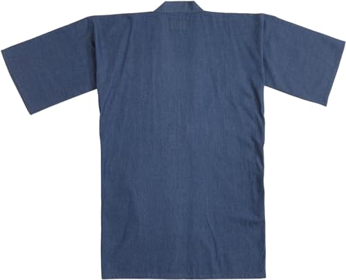 Edoten yukata kimono happi yarn-dyed denim fabric 4.5oz thin haori 3WAY cotton 100% men’s ladies' solid color navy4