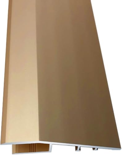 SAFWELAU Perfil Angular Embellecedor Suelo 0,2 cm/0,47 Pulgadas de Alto Borde Empotrado, Tira de transición de Alfombra/Suelo, Reductor de umbral para Puertas/baño/Cocina(Gold,195cm/76.8'/6.4ft)