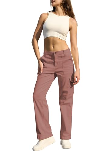WULFUL Cargo Pants for Women High Waisted Casual Pants Straight Stretchy Wide Leg Y2K Streetwear with 6 Pockets2