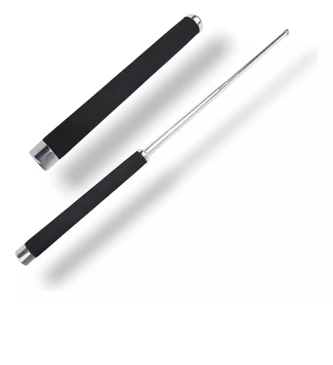 Image of stainless steel self defence stick Self Defence Stick Rod Heavy Metal Telescopic Collapsible Safety Stick Foldable Pointer Compact magical stick, Extendable Wand with Comfortable Grip & Hiking Stick, Extendable Wand with Non-Slip Grip