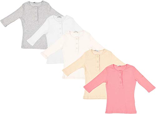 KIKI RIKI Girls Ribbed 3/4 Sleeve Henley T-Shirt - 286733