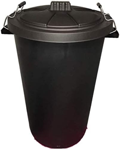 FXDM LARGE BLACK GARDEN DUSTBIN- 90L REFUSAL HEAVY DUTY PLASTIC WASTE BIN WITH CLIP LID