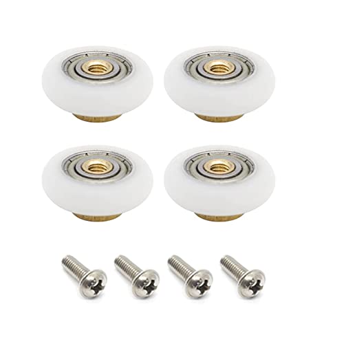 URPIZY Rodillos para Puertas de Ducha - 20mm Rodillos para mamparas de Ducha, Blanco, Juego de 4 Ruedas para Puerta de Ducha con Tornillo, Piezas de Repuesto para Puertas de Ducha corredizas Cover