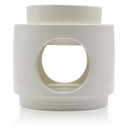 SYS Aromas Quemador de Aceites Esenciales de Cerámica Blanco Nordic – Lámpara Aromática y Difusor de Aromaterapia para Esencias y Ceras – Diseño Nórdico Minimalista para Decoración del Hogar