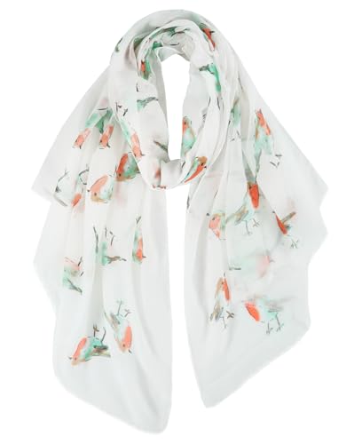 Image of GERINLY Scarfs for Women Lightweight Cotton Feel Scarves Floral Birds Print