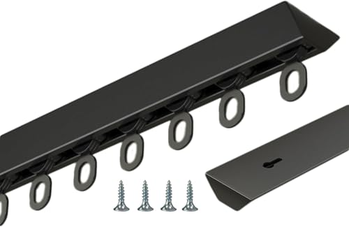 Black Room Divider ain Rod with Silent Rollers - 8ft to 16ft Adjustable Ceiling Track for Privacy Noise Reduct and Easy Installat - Perfect for Home Office or Studio Use