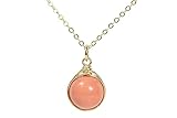 Jessica Luu Jewelry Gold Salmon Pink Coral Pearl Necklace Optional Earrings Set Pendant Solitaire Handmade