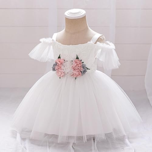 Toddler Kids Off Shoulder Tulle Pageant Dresses Puffy Wedding Bridesmaid Princess Party Gown Flower Girl Dress for 1-3 Years4