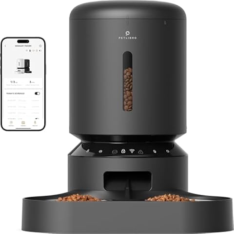 PETLIBRO Automatic Cat Feeder for 2 Cats, 5G WiFi Cat Food Dispenser with APP Remote Feeding, 5L Timed Automatic Dog Feeder, 1-10 Meals/Day, 10s Meal Call, Dual Trays Pet Feeder for Cat, Dog Cover