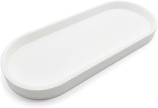 Premium 12” x 5” Silicone Vanity Tray | Sink and Surface Organizer with Sturdy Non-Slip Base | Heat Safe, Dishwasher Safe (White)