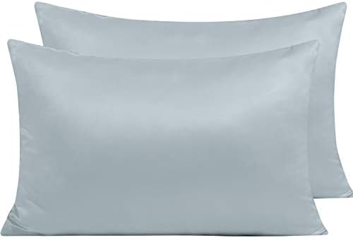 NTBAY 2 Pack Zippered Satin Pillow Cases for Hair and Skin, Luxury Standard Hidden Zipper Pillowcases Set of 2, 50x75 cm, Purple