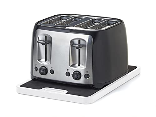 Nifty Medium Appliance Rolling Tray - White, Home Kitchen Counter Organizer, Integrated Rolling System, Non-Slip Pad Top for Coffee Maker, Stand Mixer, Blender, Toaster